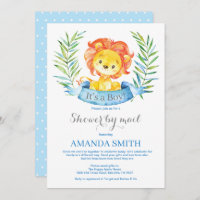 Boy Lion Baby Shower by Mail Invitation
