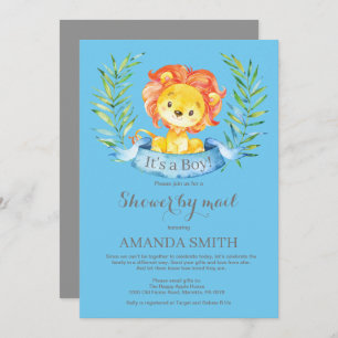 Boy Lion Baby Shower by Mail Invitation