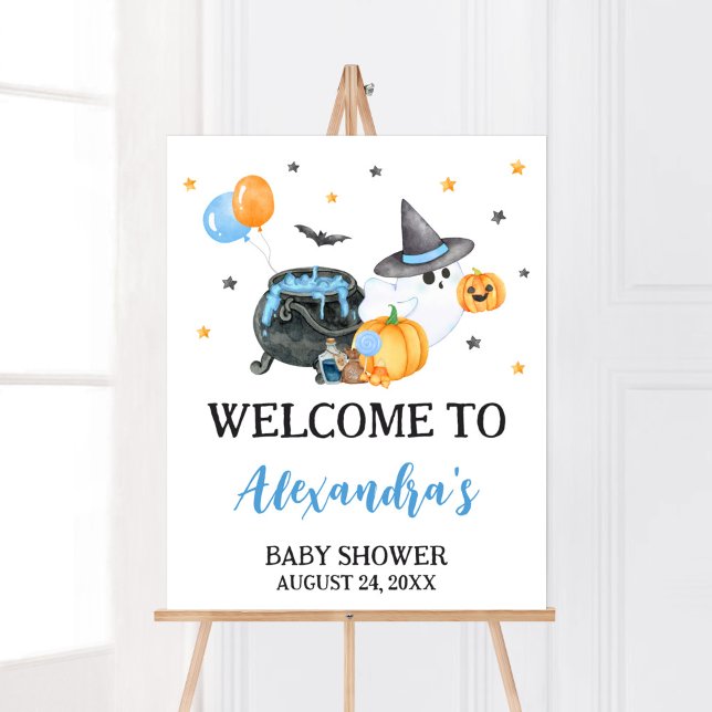Boy Little Boo Ghost Baby Shower Welcome Poster (Ghost Halloween Baby Shower
Welcome Sign)