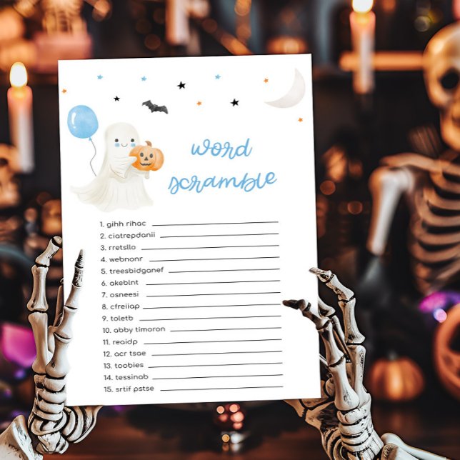 Boy Little Boo Halloween Word Scramble Game (A Little Boo Baby Shower Word Scramble Game)
