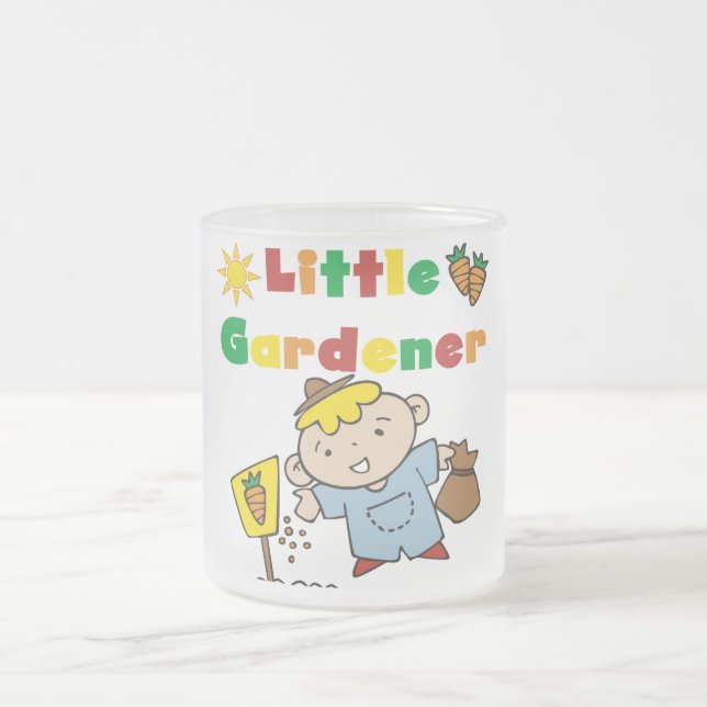 Boy Little Gardener Tshirts and Gifts Frosted Glass Coffee Mug (Center)