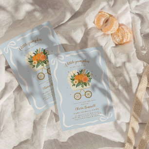 Boy Little Pumpkin Baby Shower Invite Blue