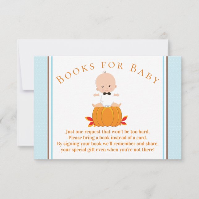 Boy Little Pumpkin Bring A Book Cards (Front)