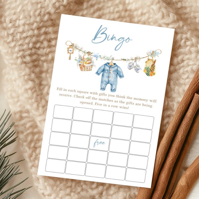 Boy Locally Grown Baby Predictions Game (Blue Locally Grown Baby Shower Bingo Game)