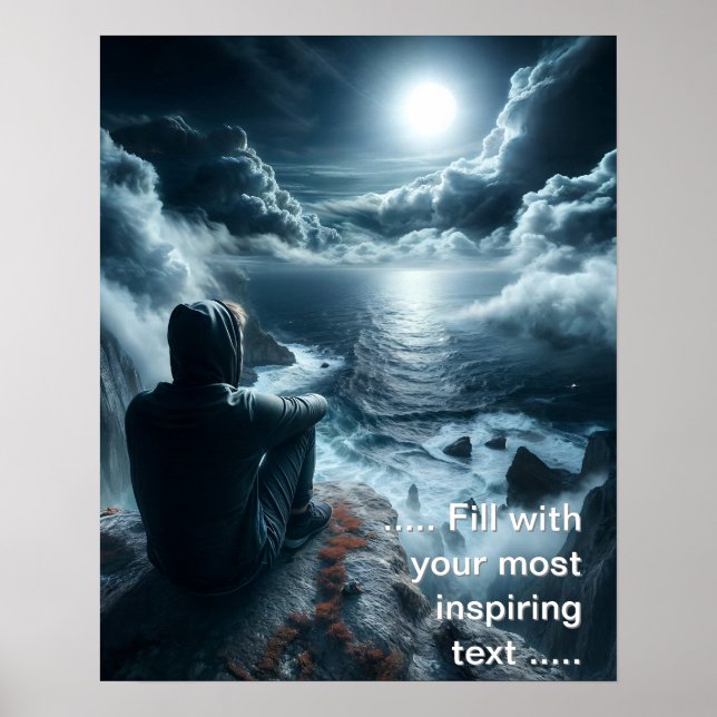 Boy looking to the waves poster (Front)