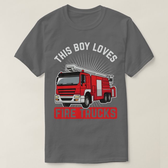 Boy Loves Firefighting s Kids Fire Truck 2 T-Shirt (Design Front)