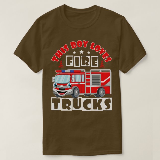 Boy Loves Firefighting s Kids Fire Truck T-Shirt (Design Front)
