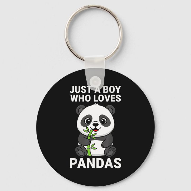 Boy Loves Pandas Key Ring (Front)