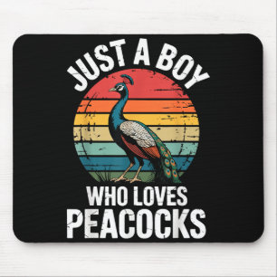 Boy Loves Peacocks Mouse Pad