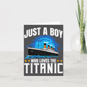 Boy Loves Titanic Illustration Card
