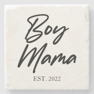Boy Mama Custom Est. Year Minimal Mum Mother Mummy Stone Coaster