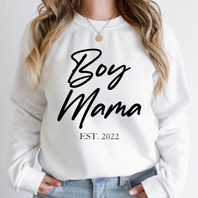 Boy Mama Custom Est. Year Minimal Mum Mother Mummy Sweatshirt (Creator Uploaded)