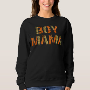 Boy Mama  For Women Leopard Print Basketball Theme Sweatshirt