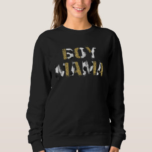 Boy Mama  For Women Leopard Print Soccer Theme Sweatshirt