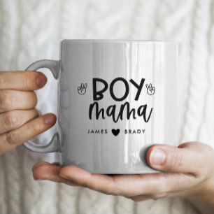 "Boy Mama" Personalised Mother's Day 2 kids names Coffee Mug