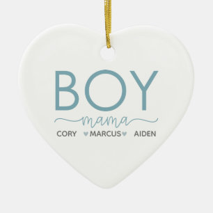 Boy Mama Personalised With Names Ceramic Tree Decoration