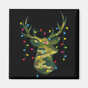 Boy Men Camo Deer Hunting Christmas Light Pajama P Magnet