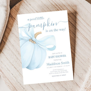 Boy Minimalist Little Pumpkin Baby Shower Invitation