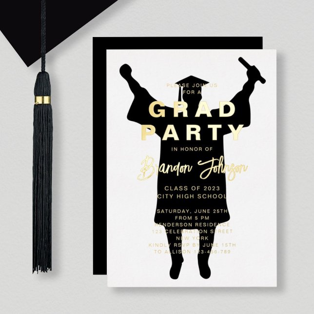 Boy Modern Black Gold Graduation Party (Creator Uploaded)