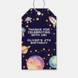 Boy Modern Space Rocket Ship Birthday Party Favour Gift Tags