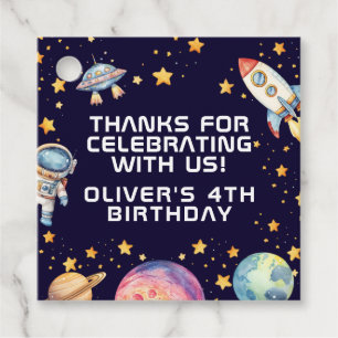 Boy Modern Space Rocket Ship Birthday Party Favour Tags