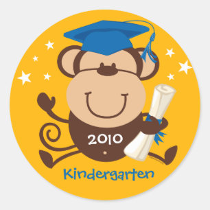 Boy Monkey Graduate Custom Classic Round Sticker
