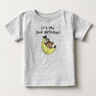 Boy Monkey on Banana 2nd Birthday Baby T-Shirt
