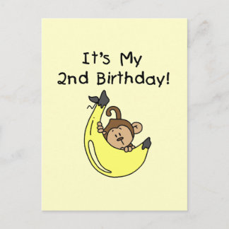 Boy Monkey on Banana 2nd Birthday Postcard