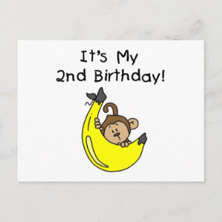 Boy Monkey on Banana 2nd Birthday Postcard