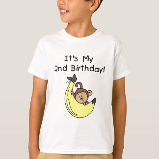 Boy Monkey on Banana 2nd Birthday T-Shirt