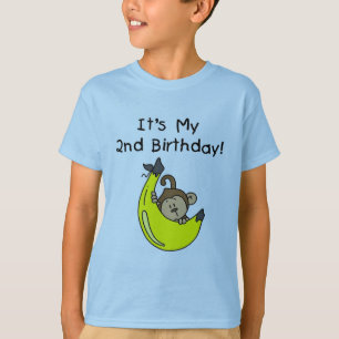 Boy Monkey on Banana 2nd Birthday T-Shirt