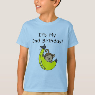 Boy Monkey on Banana 2nd Birthday T-Shirt