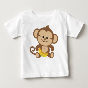 Boy Monkey With Banana Baby T-Shirt