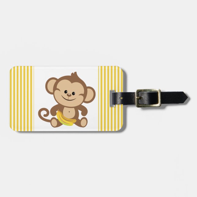 Boy Monkey With Banana Luggage Tag (Front Horizontal)