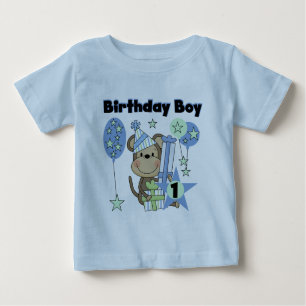 Boy Monkey With Gifts 1st Birthday Baby T-Shirt