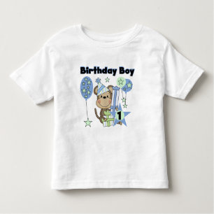 Boy Monkey With Gifts 1st Birthday Toddler T-Shirt