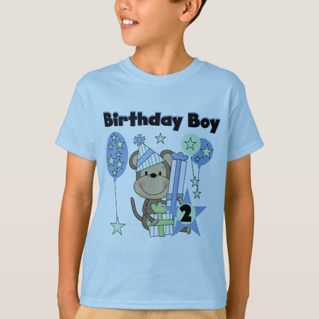 Boy Monkey With Gifts 2nd Birthday Tshirts (Front)