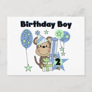 Boy Monkey With Gifts 2nd Birthday Tshirts Postcard