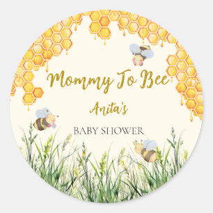 Boy Mummy to Bee Cute Bumblebee Floral Baby Shower Classic Round Sticker