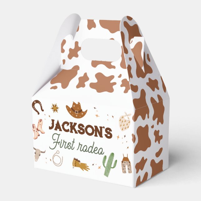 Boy My First Rodeo Cowboy 1st Birthday Favour Box (Back Side)