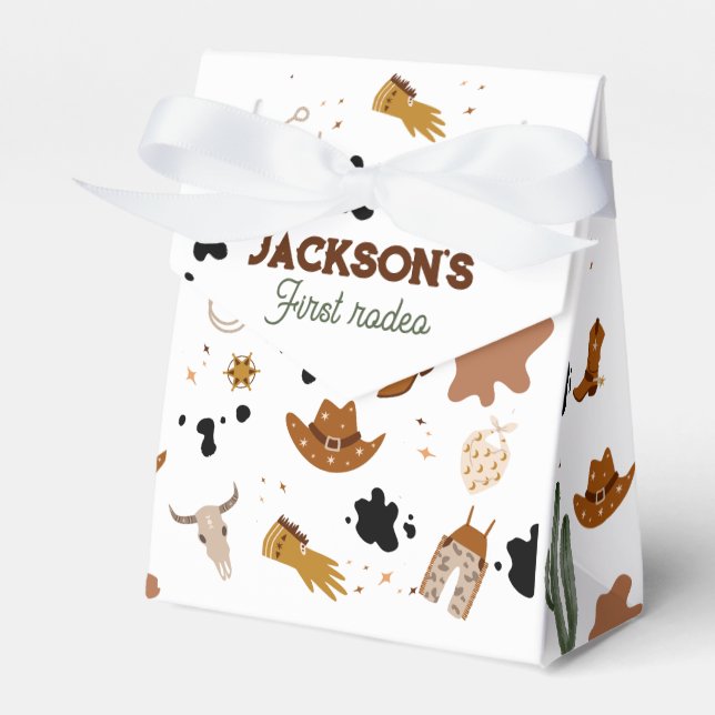 Boy My First Rodeo Cowboy 1st Birthday Favour Box (Front Side)
