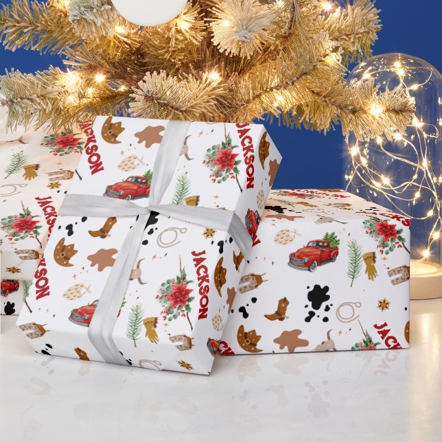 Boy My First Rodeo Cowboy Christmas Birthday Wrapping Paper (Holidays)