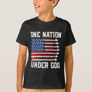 Boy Nation Under God 4th July American Flag Fighte T-Shirt
