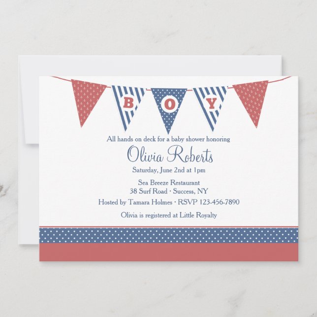 Boy Nautical Baby Shower Invitation (Front)