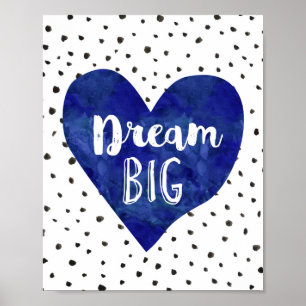 Boy Nursery Decor Watercolor Navy Blue Heart