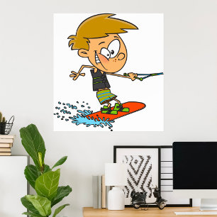 Boy On A Wakeboard Poster