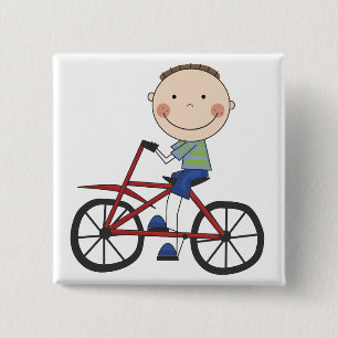 Boy on Bicycle Tshirts and Gifts 15 Cm Square Badge