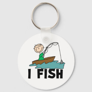 Boy on Boat I Fish Key Ring