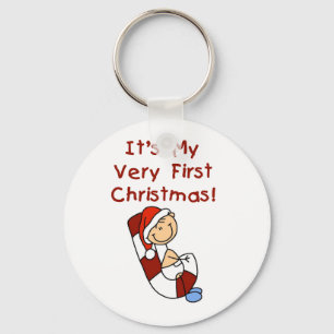 Boy on Candy Cane 1st Christmas Key Ring