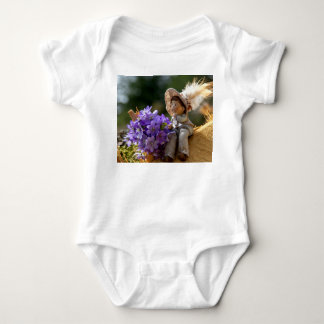 Boy on Log with Flowers Baby Bodysuit